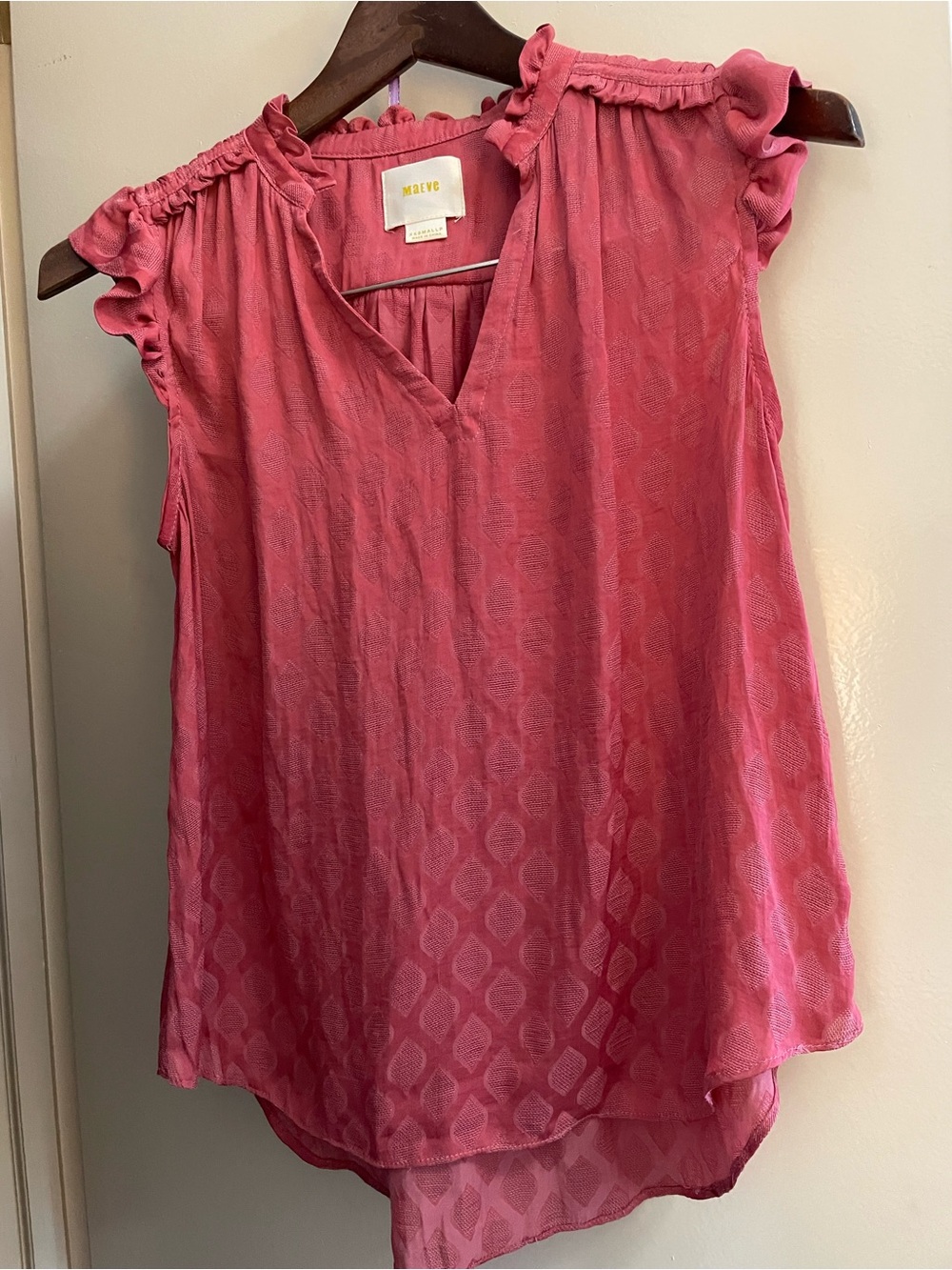 Maeve Anthropologie rose pink geometric blouse, XXSP